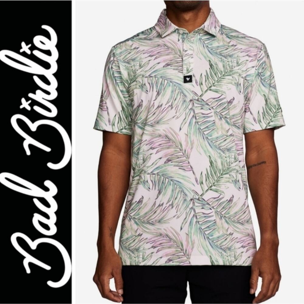 Bad Birdie Incognito Mens Performance Golf Polo Shirt Tropical Palm Size XL